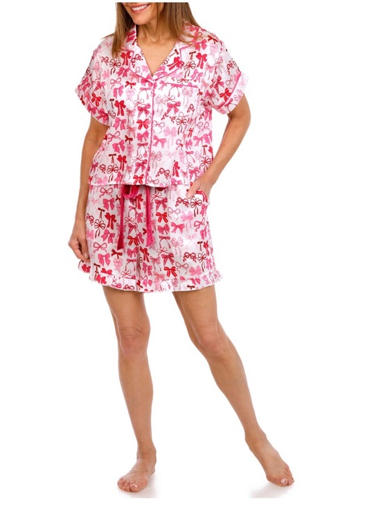 Simply Southern Other - Simply Southern Women’s Pink Bow-Print Short Pajama Set, new with tags sz medium
